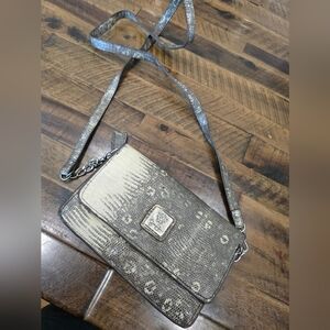 Jessica Simpson Metallic Pewter Crossbody Bag